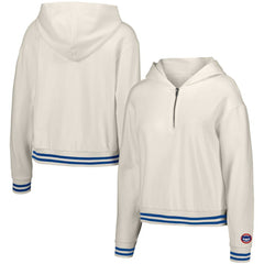 Chicago Cubs Lusso Women's Magnolia Tri-Blend Quarter-Zip Hoodie - White