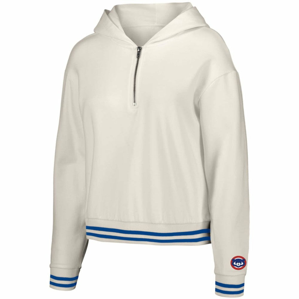 Chicago Cubs Lusso Women's Magnolia Tri-Blend Quarter-Zip Hoodie - White