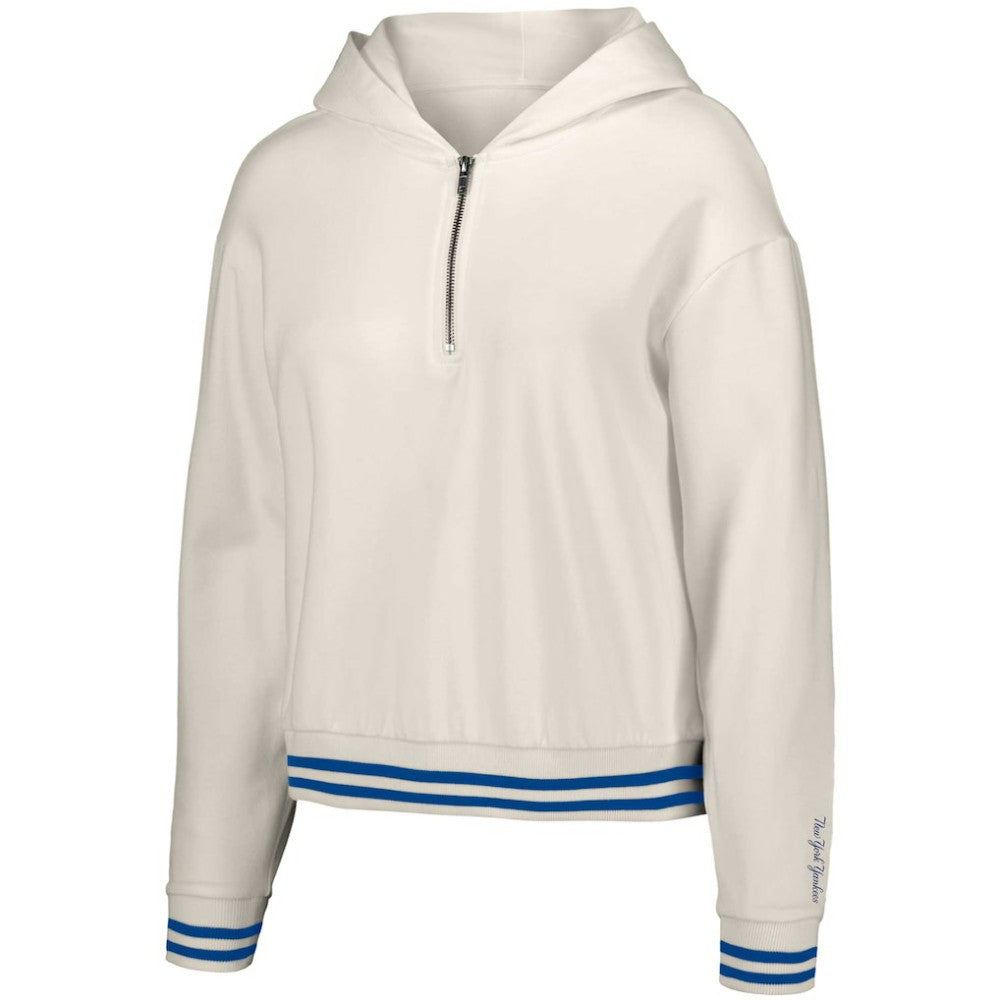 New York Yankees Lusso Women's Magnolia Tri-Blend Quarter-Zip Hoodie - White