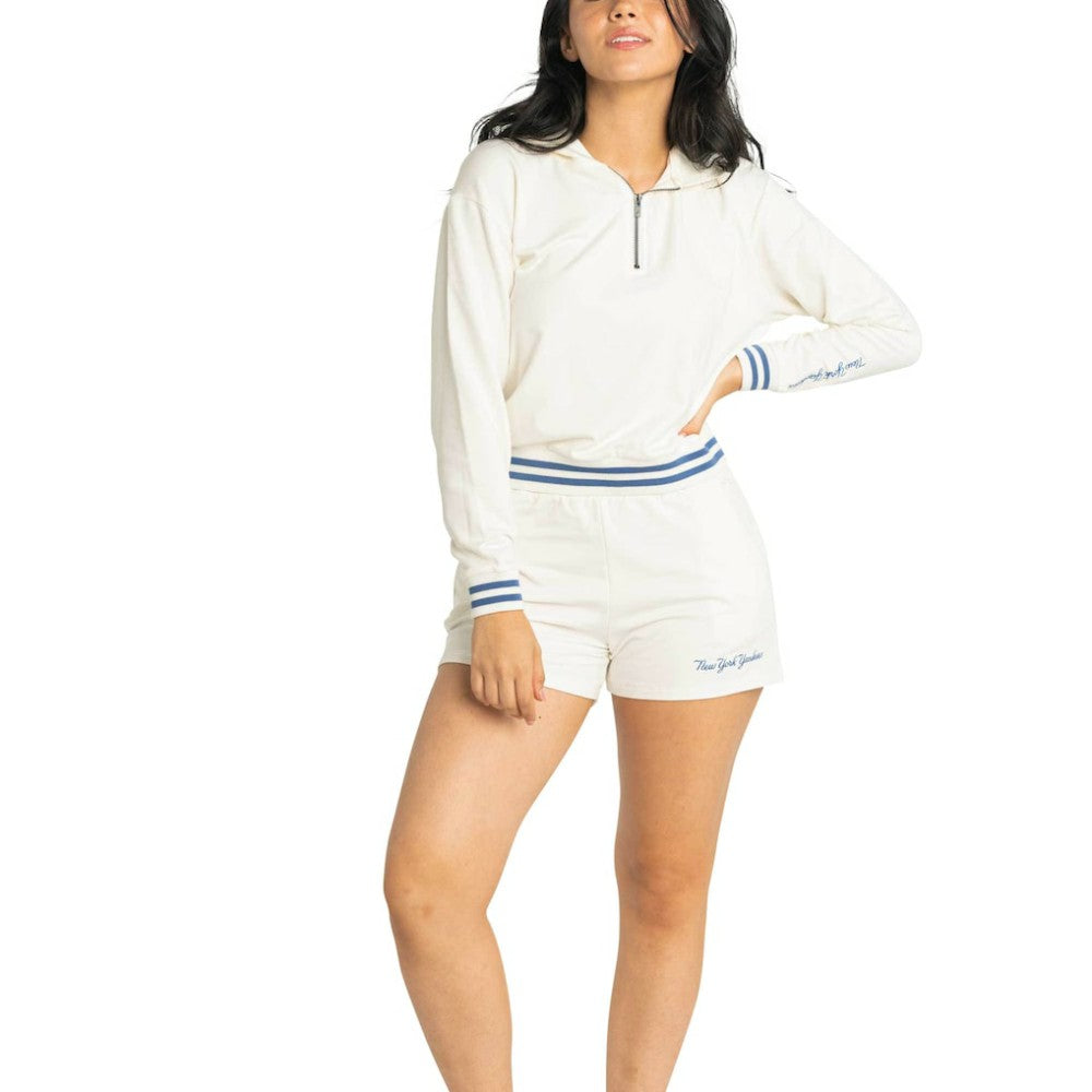New York Yankees Lusso Women's Magnolia Tri-Blend Quarter-Zip Hoodie - White