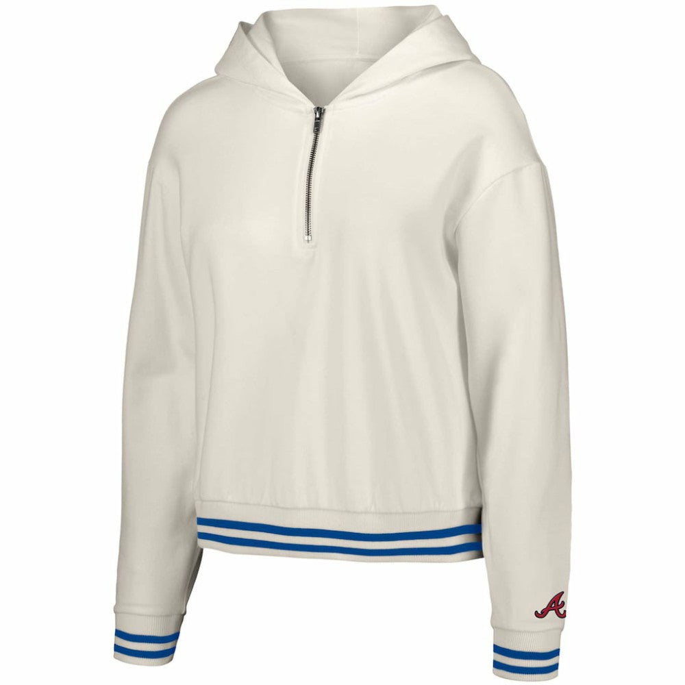 Atlanta Braves Lusso Women's Magnolia Tri-Blend Quarter-Zip Hoodie - White