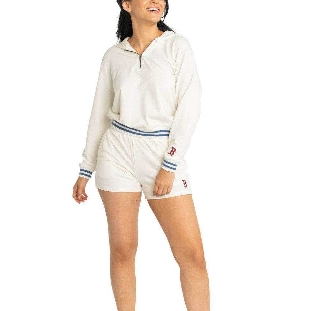 Boston Red Sox Lusso Women's Magnolia Tri-Blend Quarter-Zip Hoodie - White
