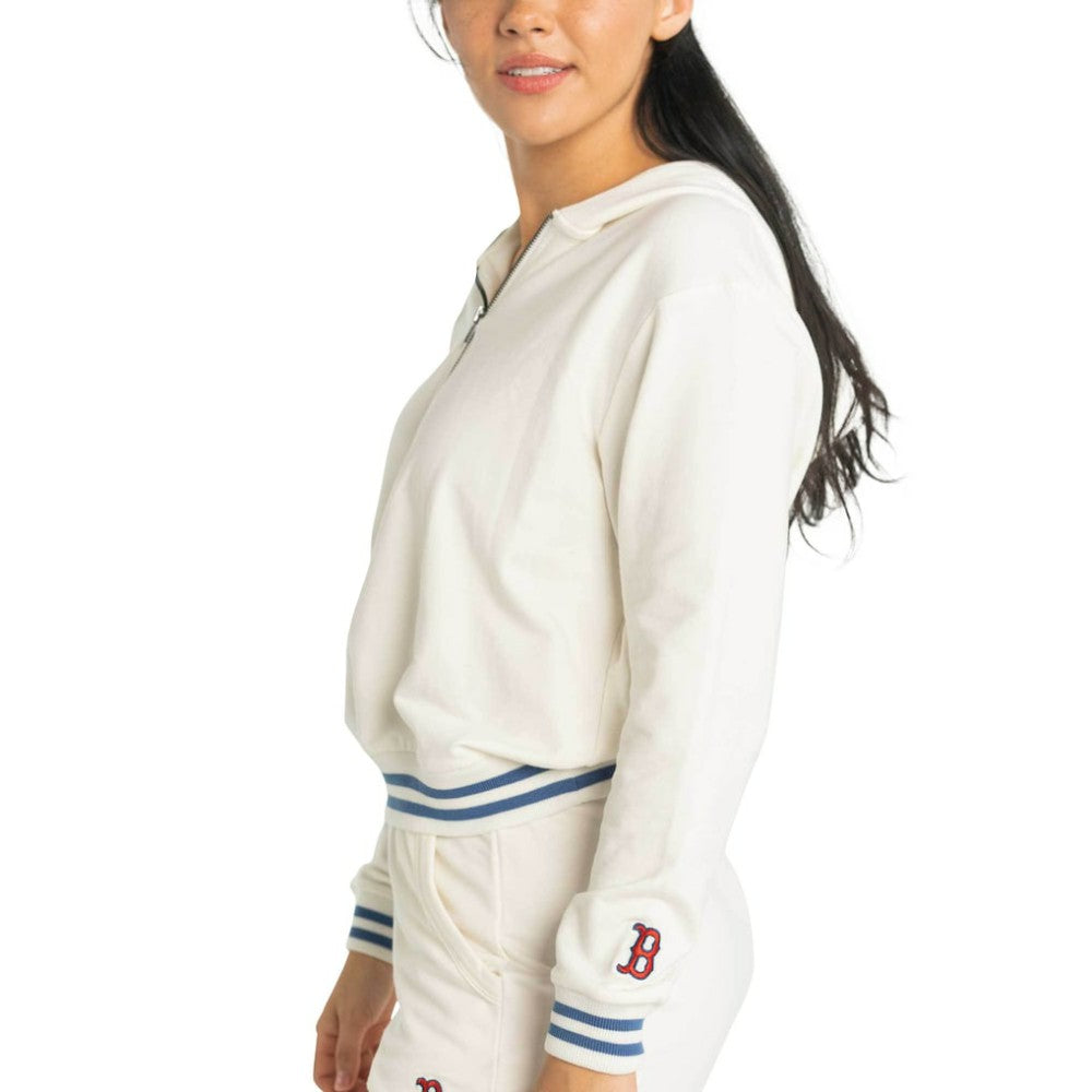 Boston Red Sox Lusso Women's Magnolia Tri-Blend Quarter-Zip Hoodie - White