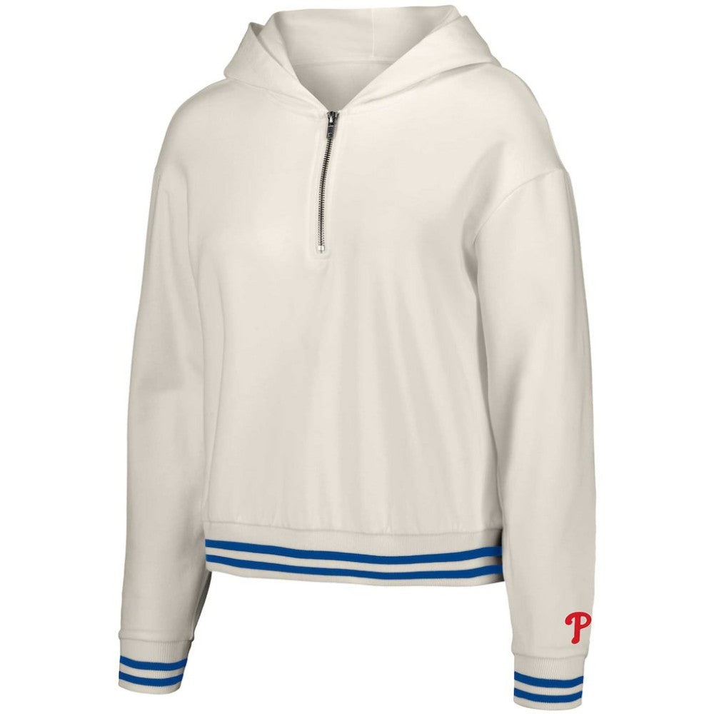 Philadelphia Phillies Lusso Women's Magnolia Tri-Blend Quarter-Zip Hoodie - White