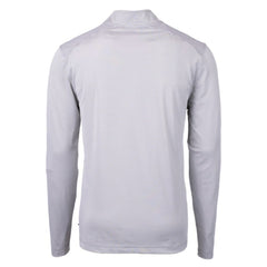 Atlanta Braves Cutter & Buck Virtue Eco Pique Micro Stripe Recycled Quarter-Zip Pullover Top - Gray/White