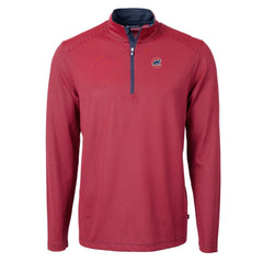 Chicago Cubs Cutter & Buck Virtue Eco Pique Micro Stripe Recycled Quarter-Zip Pullover Top - Red/Navy