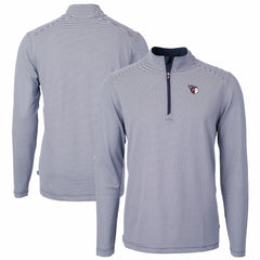 Cleveland Guardians Cutter & Buck Virtue Eco Pique Micro Stripe Recycled Quarter-Zip Pullover Top - Navy/White