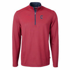 Cleveland Guardians Cutter & Buck Virtue Eco Pique Micro Stripe Recycled Quarter-Zip Pullover Top - Red/Navy