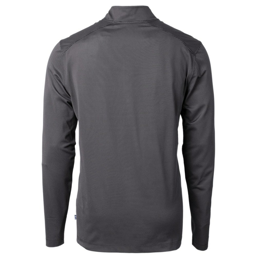 Pittsburgh Pirates Cutter & Buck Virtue Eco Pique Micro Stripe Recycled Quarter-Zip Pullover Top - Black/Gray