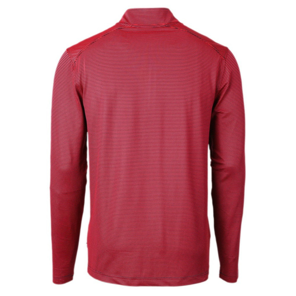 Washington Nationals Cutter & Buck Virtue Eco Pique Micro Stripe Recycled Quarter-Zip Pullover Top - Red/Navy