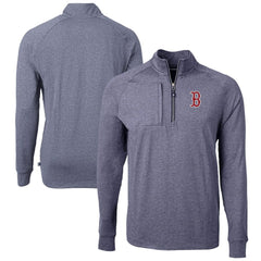 Boston Red Sox Cutter & Buck Adapt Eco Knit Stretch Recycled Quarter-Zip Pullover Top - Heather Navy