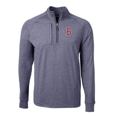 Boston Red Sox Cutter & Buck Adapt Eco Knit Stretch Recycled Quarter-Zip Pullover Top - Heather Navy
