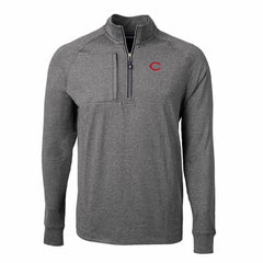 Cincinnati Reds Cutter & Buck Adapt Eco Knit Stretch Recycled Quarter-Zip Pullover Top - Heather Black