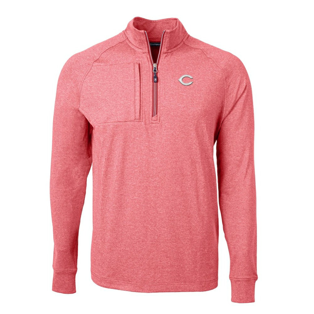 Cincinnati Reds Cutter & Buck Adapt Eco Knit Stretch Recycled Quarter-Zip Pullover Top - Heather Red