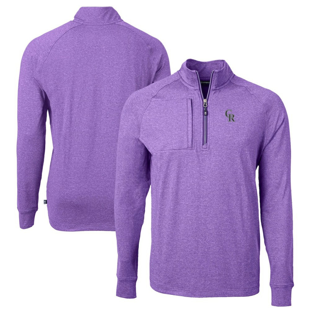 Colorado Rockies Cutter & Buck Adapt Eco Knit Stretch Recycled Quarter-Zip Pullover Top - Heather Purple