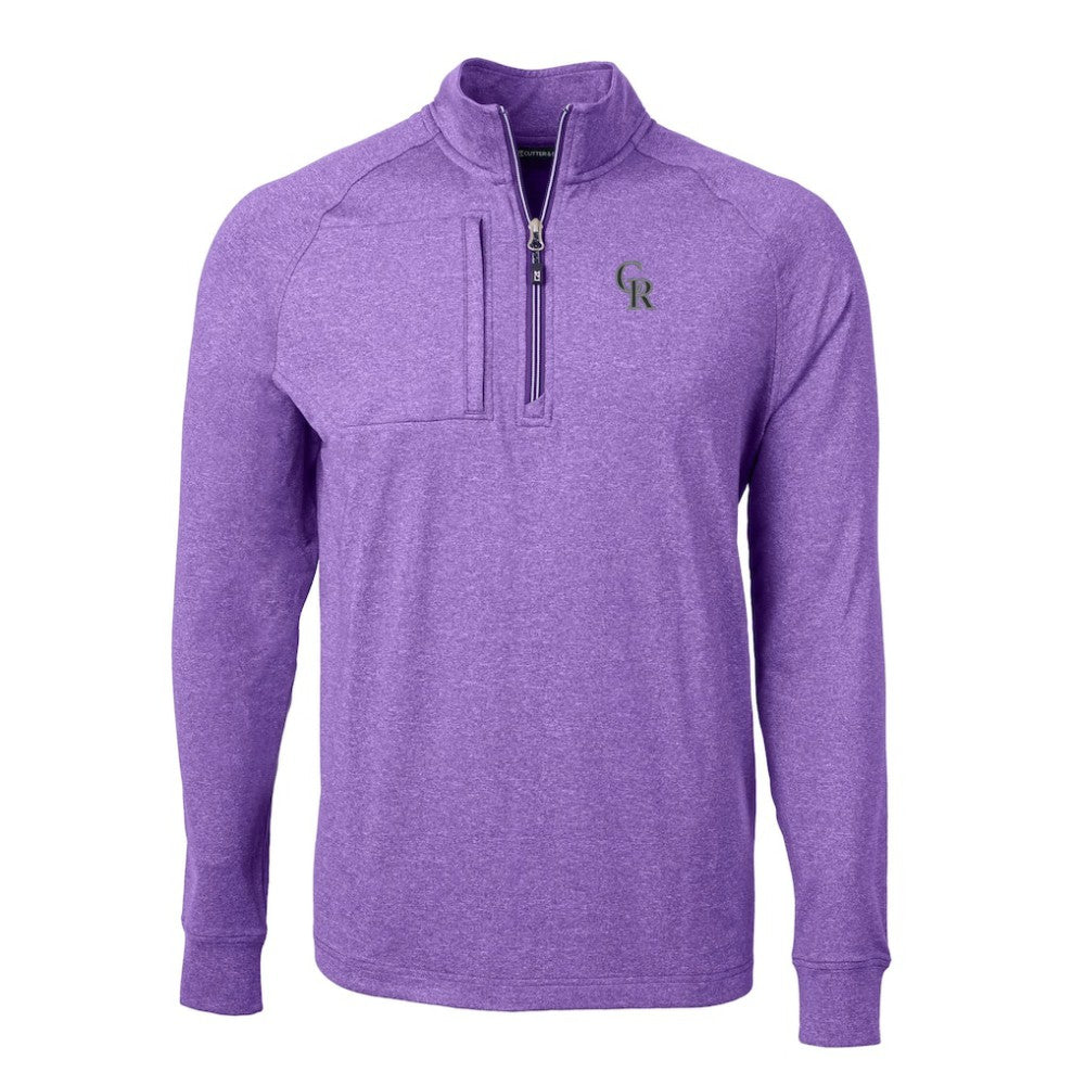 Colorado Rockies Cutter & Buck Adapt Eco Knit Stretch Recycled Quarter-Zip Pullover Top - Heather Purple