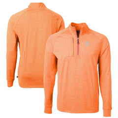 Detroit Tigers Cutter & Buck Adapt Eco Knit Stretch Recycled Quarter-Zip Pullover Top - Heather Orange