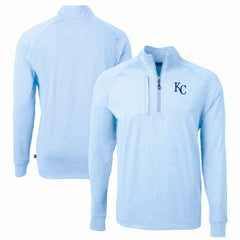 Kansas City Royals Cutter & Buck Adapt Eco Knit Stretch Recycled Quarter-Zip Pullover Top - Heather Light Blue