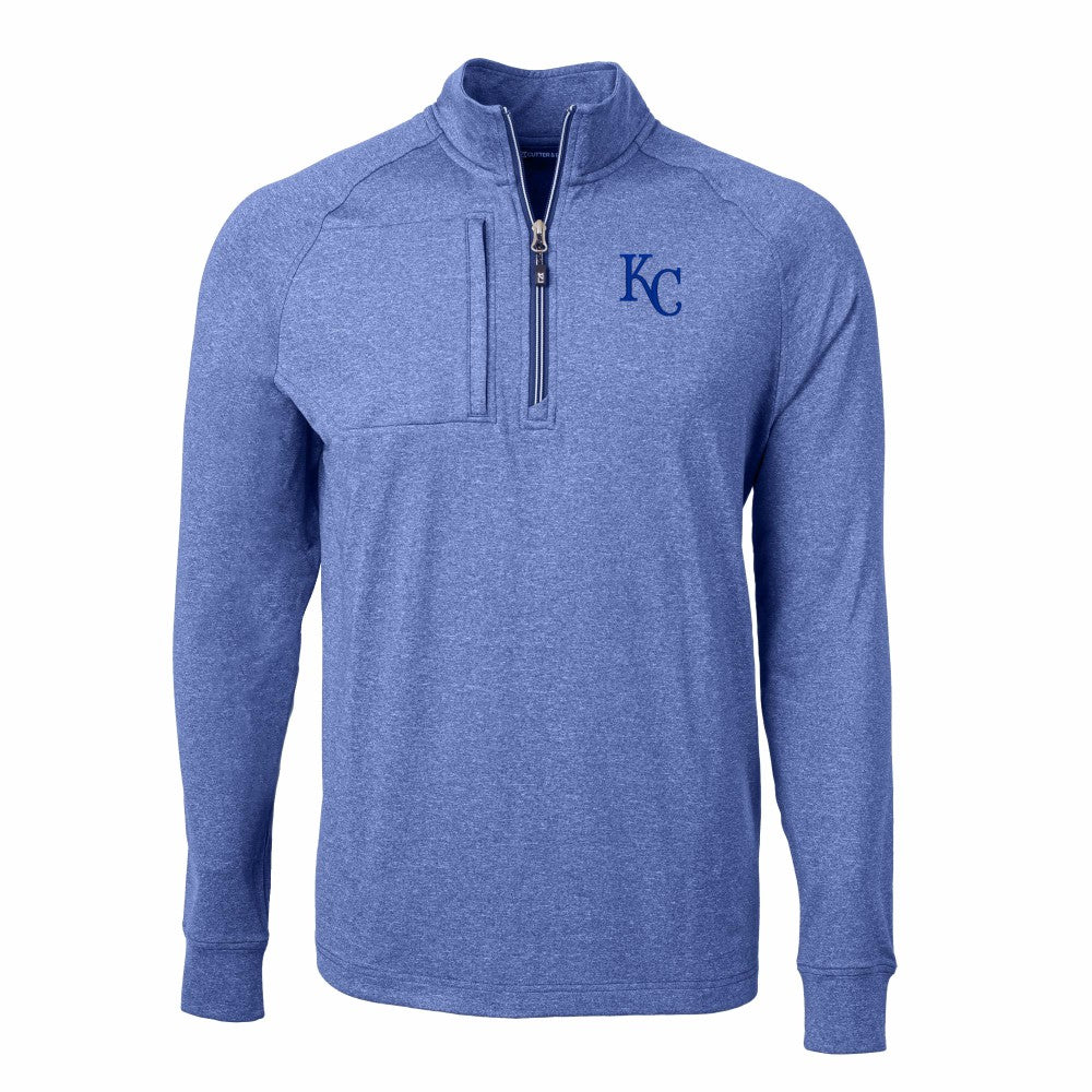 Kansas City Royals Cutter & Buck Adapt Eco Knit Stretch Recycled Quarter-Zip Pullover Top - Heather Royal