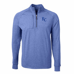 Kansas City Royals Cutter & Buck Adapt Eco Knit Stretch Recycled Quarter-Zip Pullover Top - Heather Royal