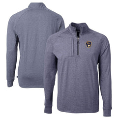Milwaukee Brewers Cutter & Buck Adapt Eco Knit Stretch Recycled Quarter-Zip Pullover Top - Heather Navy