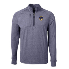 Milwaukee Brewers Cutter & Buck Adapt Eco Knit Stretch Recycled Quarter-Zip Pullover Top - Heather Navy