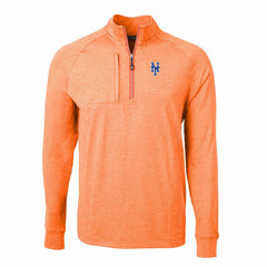 New York Mets Cutter & Buck Adapt Eco Knit Stretch Recycled Quarter-Zip Pullover Top - Heather Orange