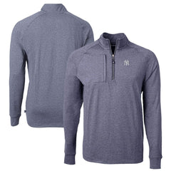 New York Yankees Cutter & Buck Adapt Eco Knit Stretch Recycled Quarter-Zip Pullover Top - Heather Navy