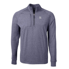 New York Yankees Cutter & Buck Adapt Eco Knit Stretch Recycled Quarter-Zip Pullover Top - Heather Navy