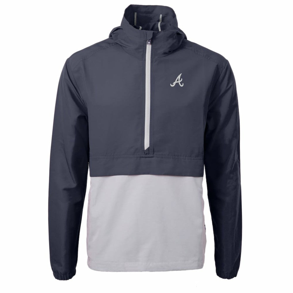 Atlanta Braves Cutter & Buck Charter Eco Recycled Half-Zip Anorak Jacket - Navy/Gray