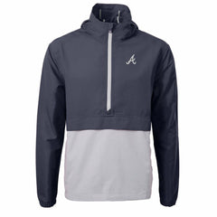 Atlanta Braves Cutter & Buck Charter Eco Recycled Half-Zip Anorak Jacket - Navy/Gray