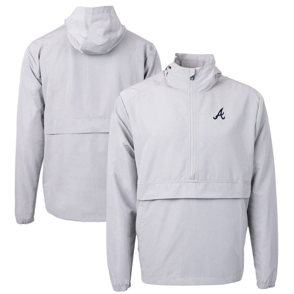 Atlanta Braves Cutter & Buck Charter Eco Recycled Half-Zip Anorak Jacket - Gray