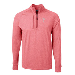 Philadelphia Phillies Cutter & Buck Adapt Eco Knit Stretch Recycled Quarter-Zip Pullover Top - Heather Red