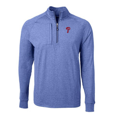 Philadelphia Phillies Cutter & Buck Adapt Eco Knit Stretch Recycled Quarter-Zip Pullover Top - Heather Royal