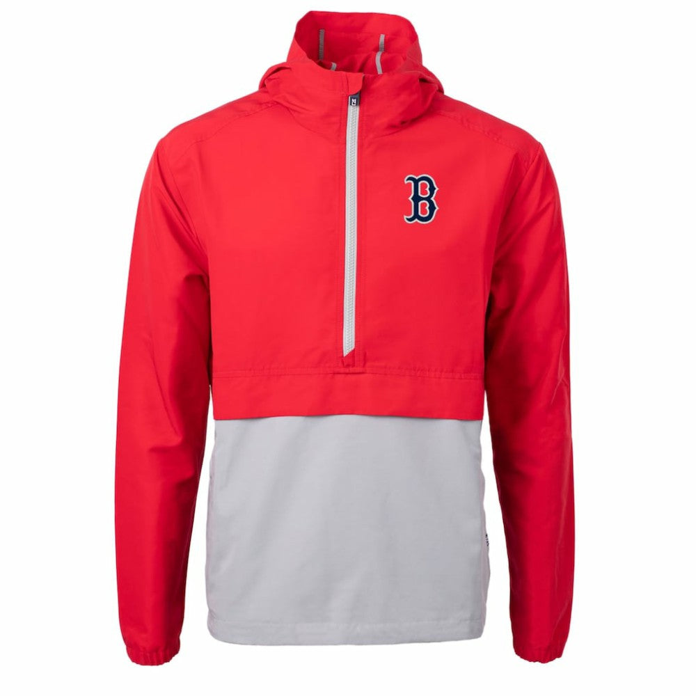 Boston Red Sox Cutter & Buck Charter Eco Recycled Half-Zip Anorak Jacket - Red/Gray