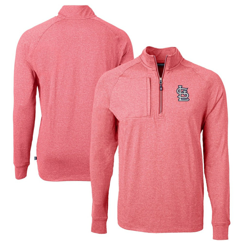 St. Louis Cardinals Cutter & Buck Adapt Eco Knit Stretch Recycled Quarter-Zip Pullover Top - Heather Red