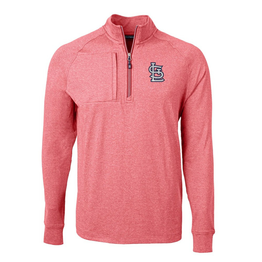 St. Louis Cardinals Cutter & Buck Adapt Eco Knit Stretch Recycled Quarter-Zip Pullover Top - Heather Red