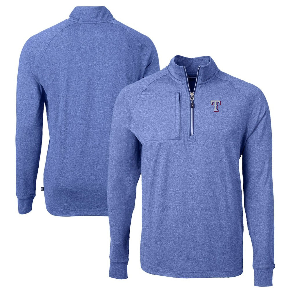 Texas Rangers Cutter & Buck Adapt Eco Knit Stretch Recycled Quarter-Zip Pullover Top - Heather Royal