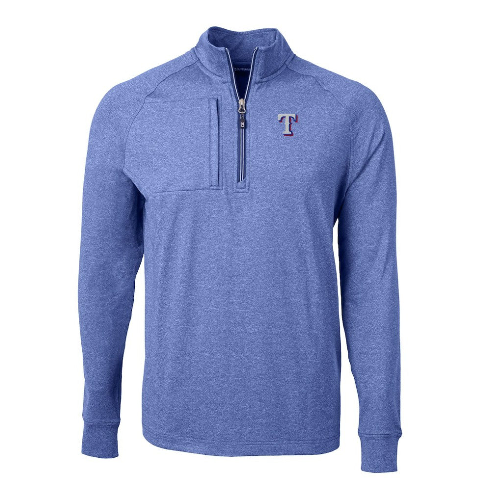 Texas Rangers Cutter & Buck Adapt Eco Knit Stretch Recycled Quarter-Zip Pullover Top - Heather Royal