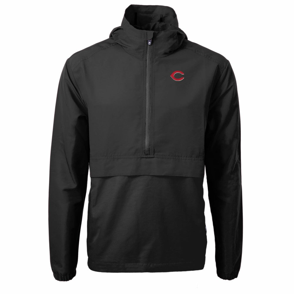 Cincinnati Reds Cutter & Buck Charter Eco Recycled Half-Zip Anorak Jacket - Black