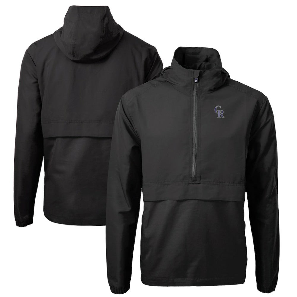 Colorado Rockies Cutter & Buck Charter Eco Recycled Half-Zip Anorak Jacket - Black