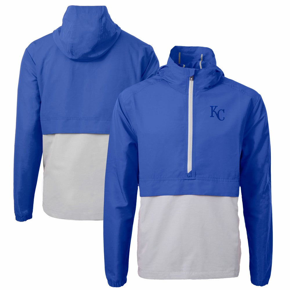 Kansas City Royals Cutter & Buck Charter Eco Recycled Half-Zip Anorak Jacket - Royal/Gray
