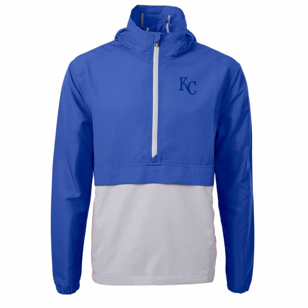 Kansas City Royals Cutter & Buck Charter Eco Recycled Half-Zip Anorak Jacket - Royal/Gray