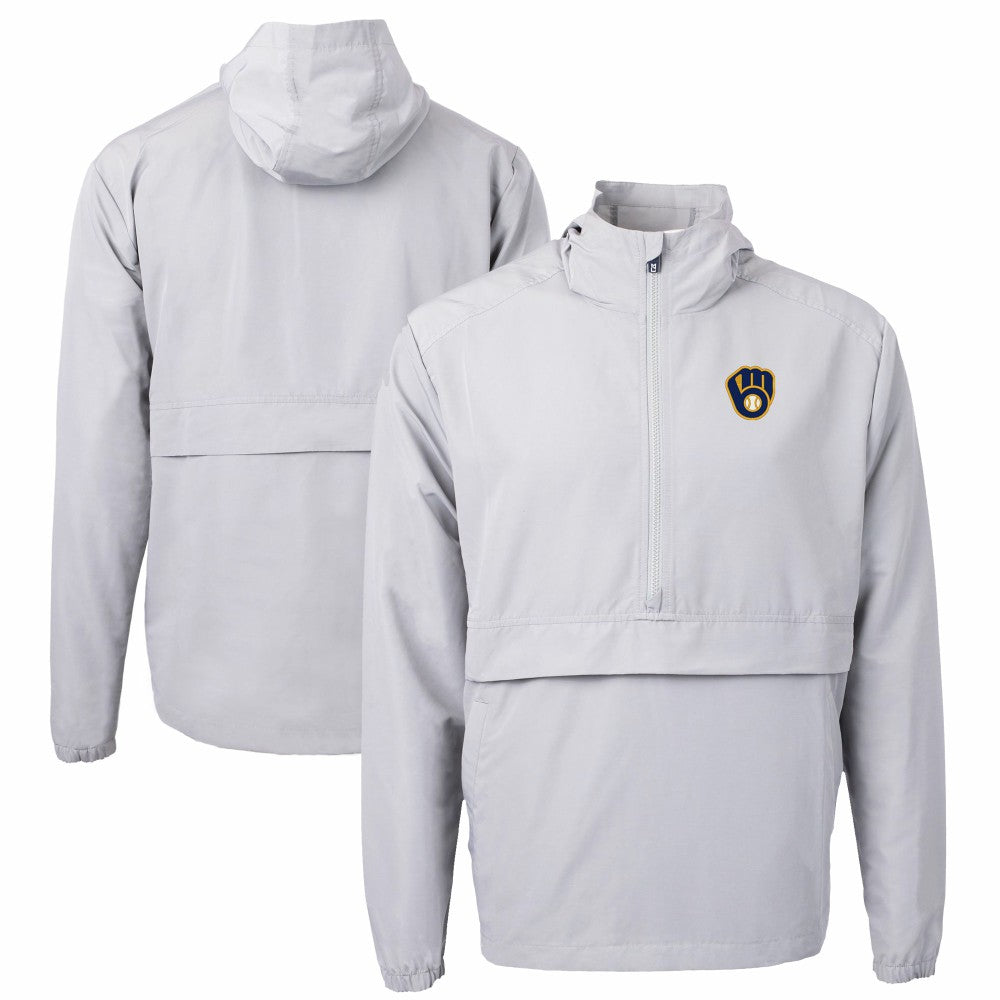 Milwaukee Brewers Cutter & Buck Charter Eco Recycled Half-Zip Anorak Jacket - Gray