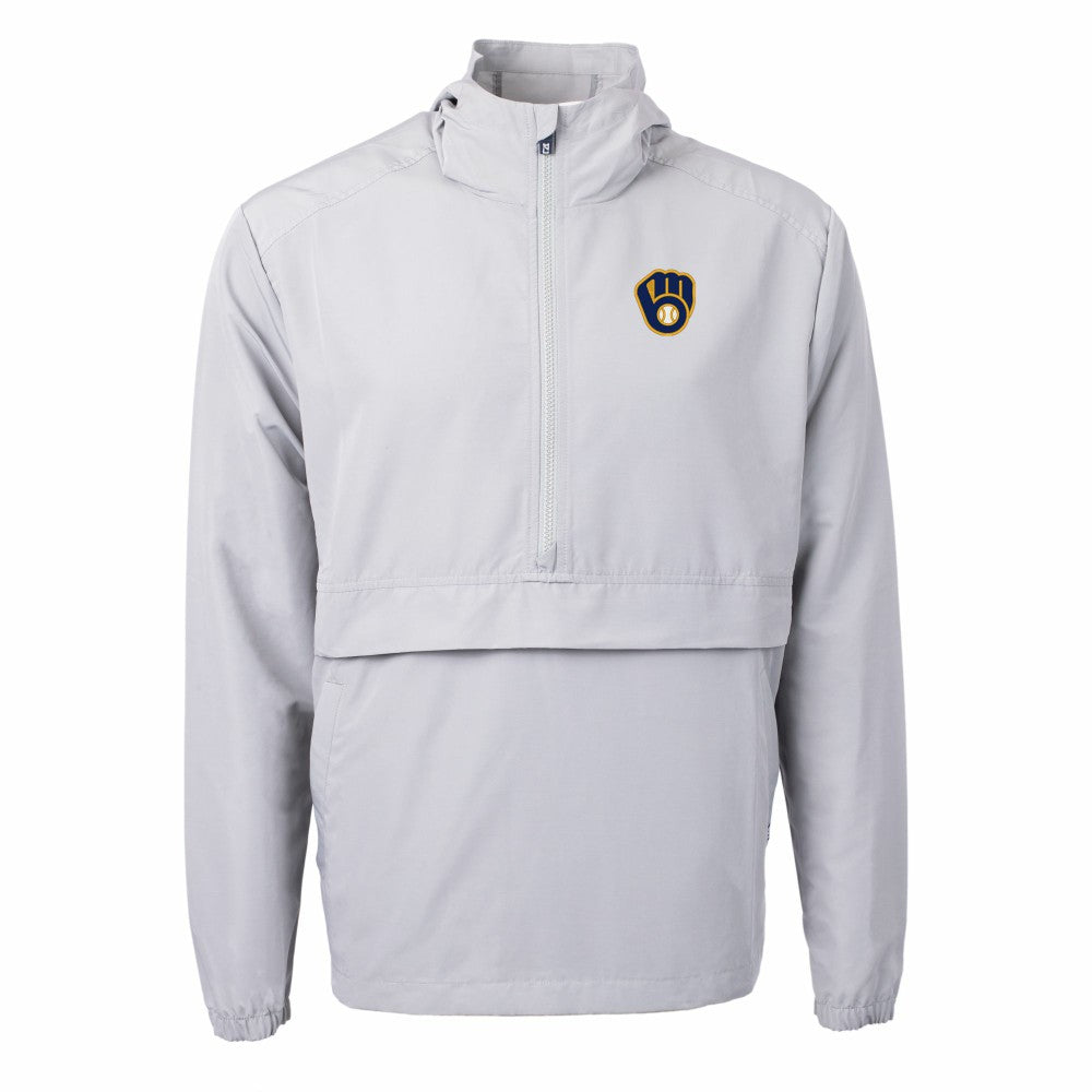 Milwaukee Brewers Cutter & Buck Charter Eco Recycled Half-Zip Anorak Jacket - Gray