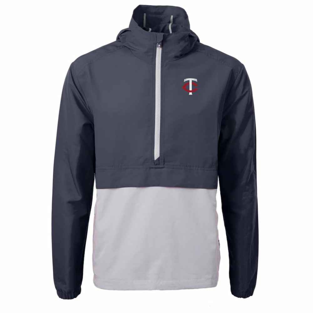 Minnesota Twins Cutter & Buck Charter Eco Recycled Half-Zip Anorak Jacket - Navy/Gray