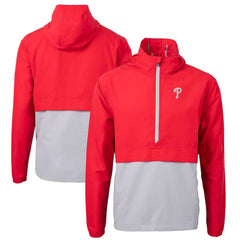 Philadelphia Phillies Cutter & Buck Charter Eco Recycled Half-Zip Anorak Jacket - Red/Gray