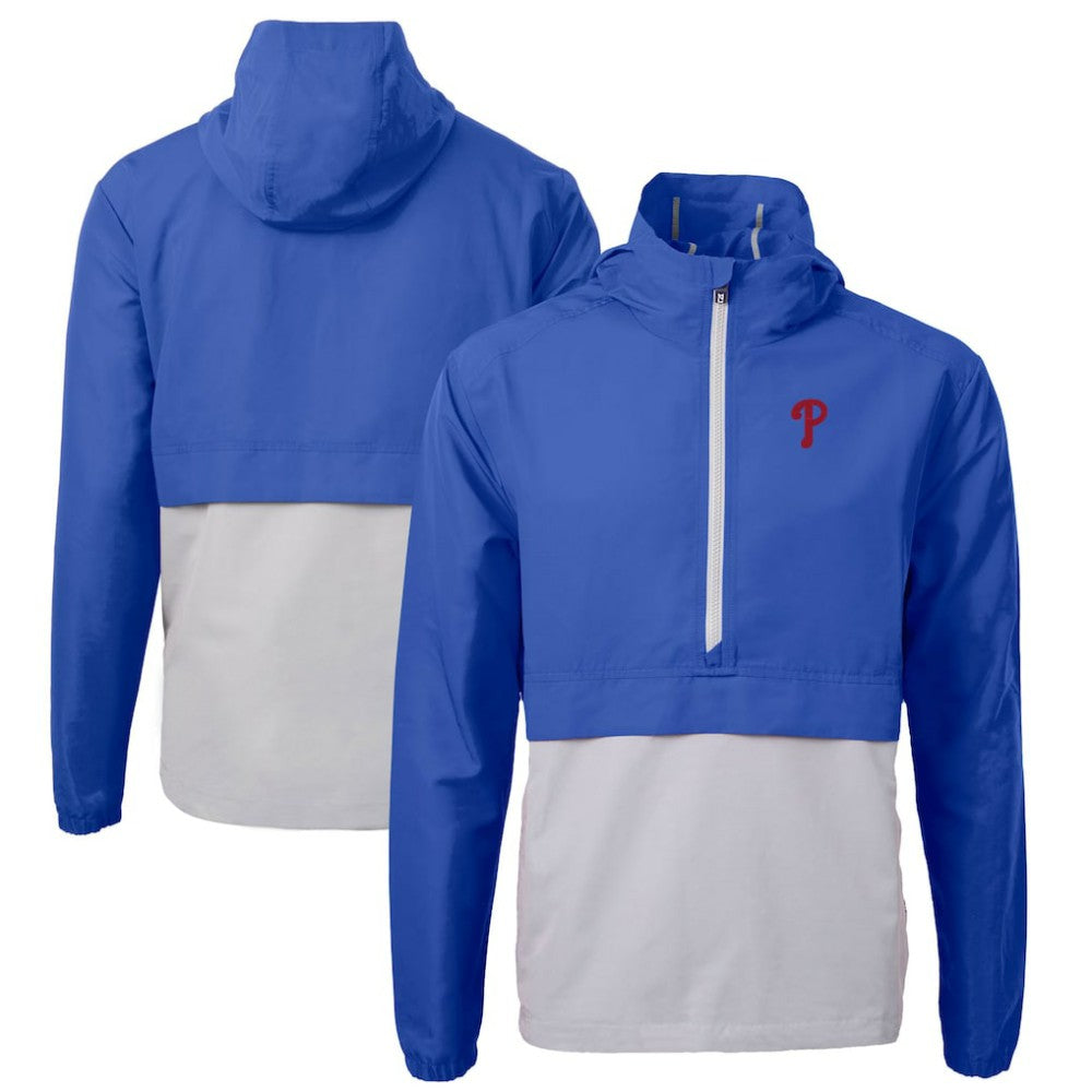 Philadelphia Phillies Cutter & Buck Charter Eco Recycled Half-Zip Anorak Jacket - Royal/Gray