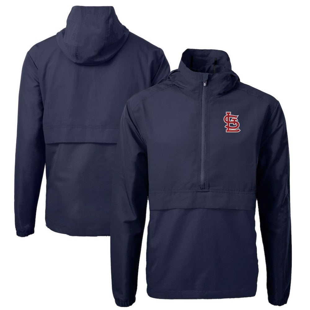 St. Louis Cardinals Cutter & Buck Charter Eco Recycled Half-Zip Anorak Jacket - Navy