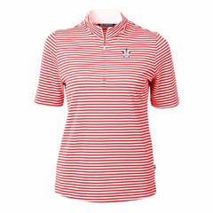 Houston Astros Cutter & Buck Women's Virtue Eco Pique Stripe Recycled Quarter-Zip Pullover Top - Red